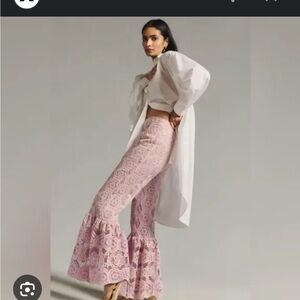 Anna Sui Pastel Lace Flare Pants
